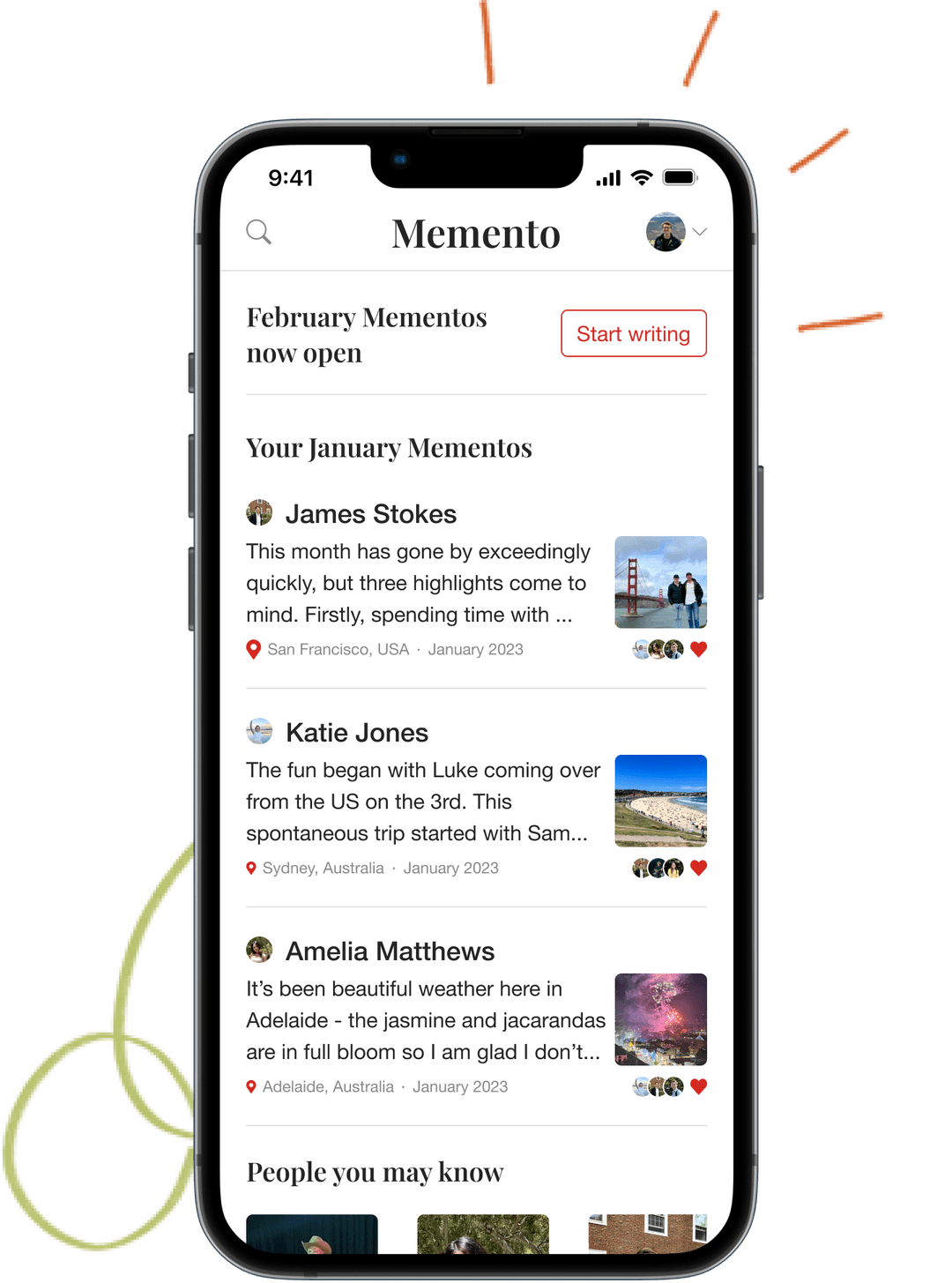 Memento app on mobile